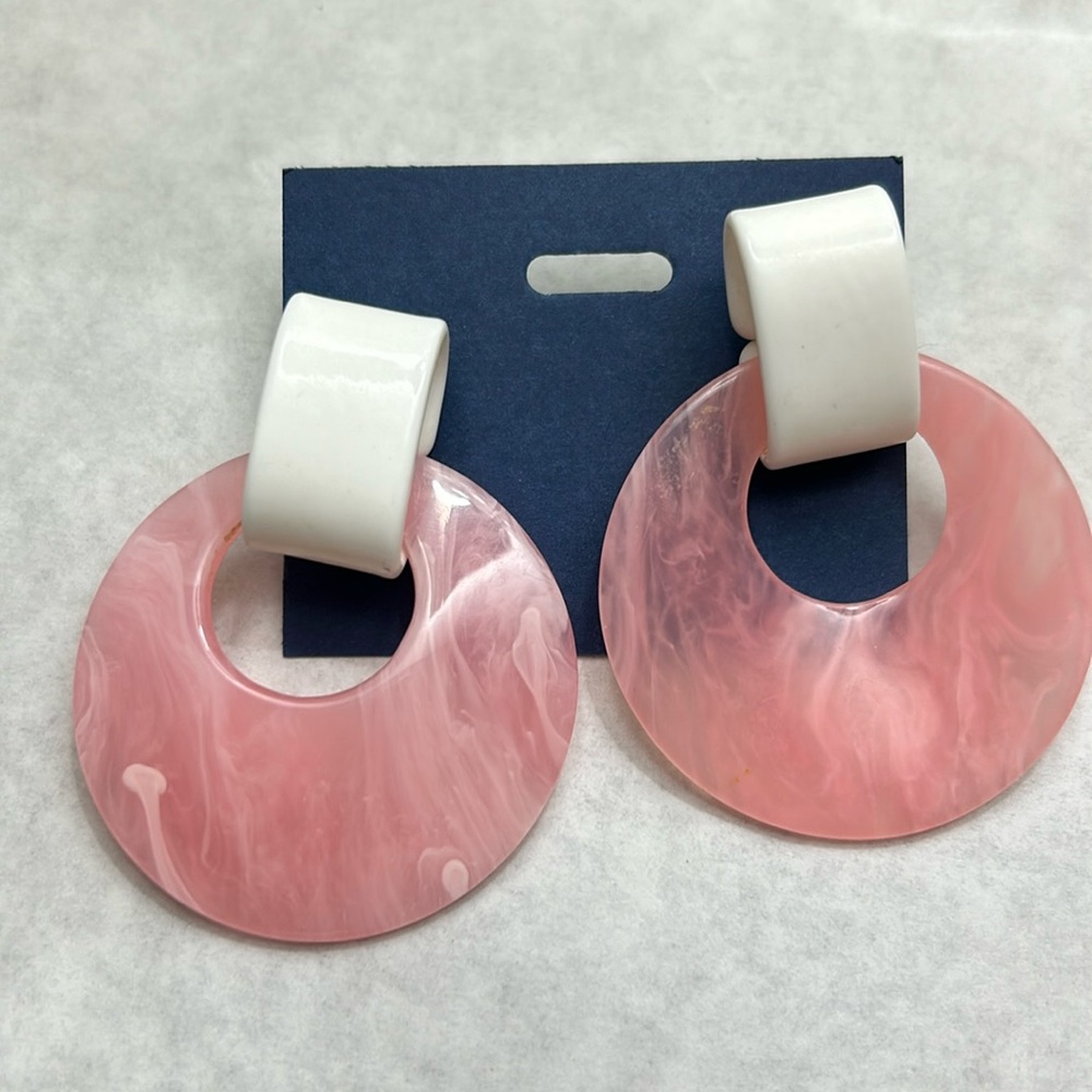 Hoop Earrings Pink 80s